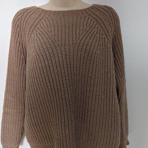 J CREW Taupe Tan Cotton Blend Ribbed Sweater